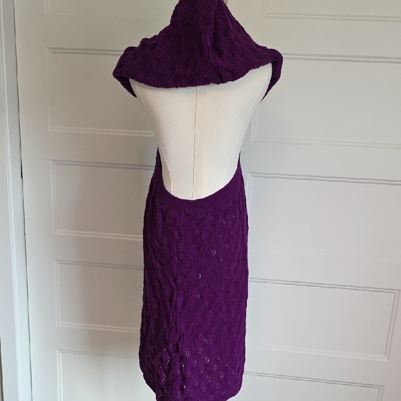 Stylish Purple Hooded Knit Vest - Picture 4 of 4